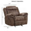 Fauteuil inclinable et oscillant de style transitionnel avec accoudoirs inclinables et contrastants au fini brun