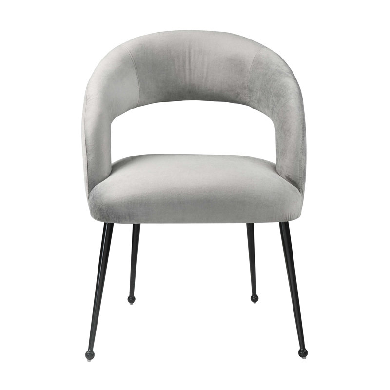 Fabric Upholstered Side Chair, Black, Light Gray