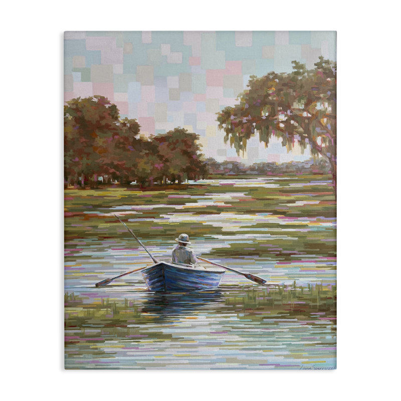 Art mural sur toile Quiet Time on the River, design par Linda Sperrucci, H 30 po x l 24 po