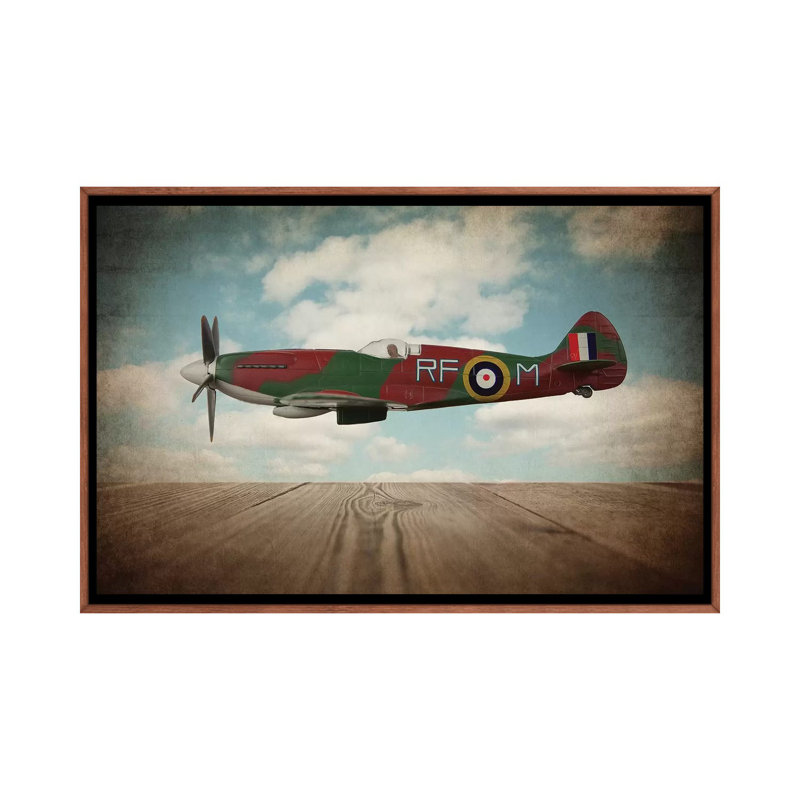 Spitfire - Print on Canvas, Classic Brown Wood Framed, 101.6 cm H x 66.04 cm W
