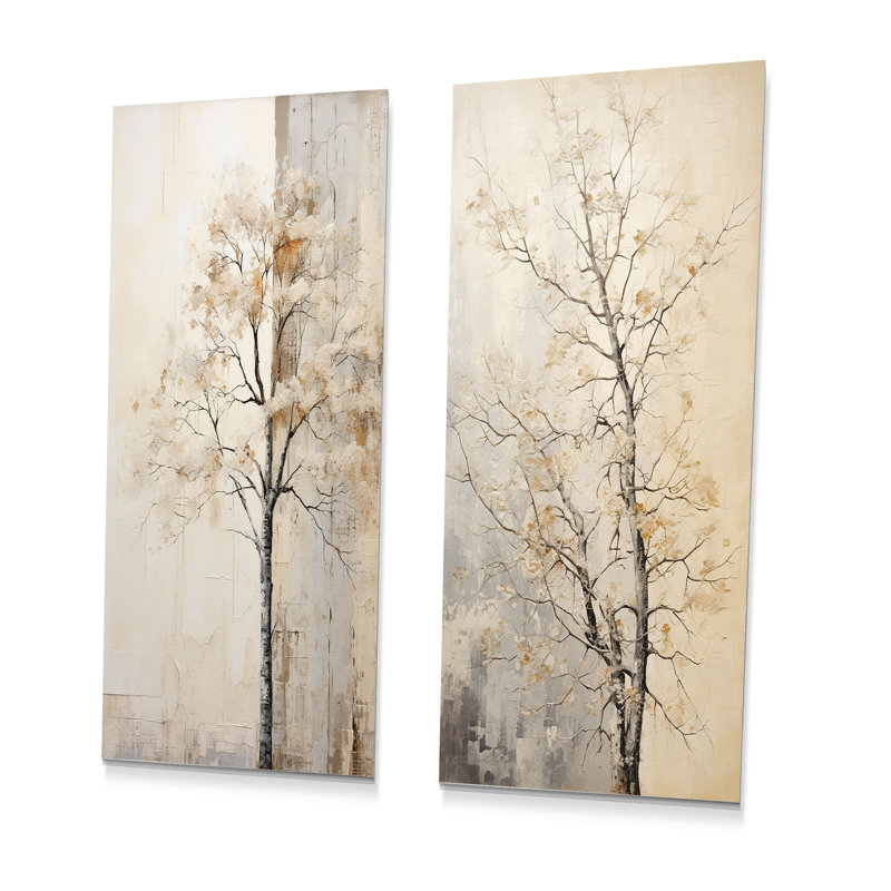 Beige Trees Oak Solitude - ensemble de 3 impressions de chêne, H 28 po x l 24 po