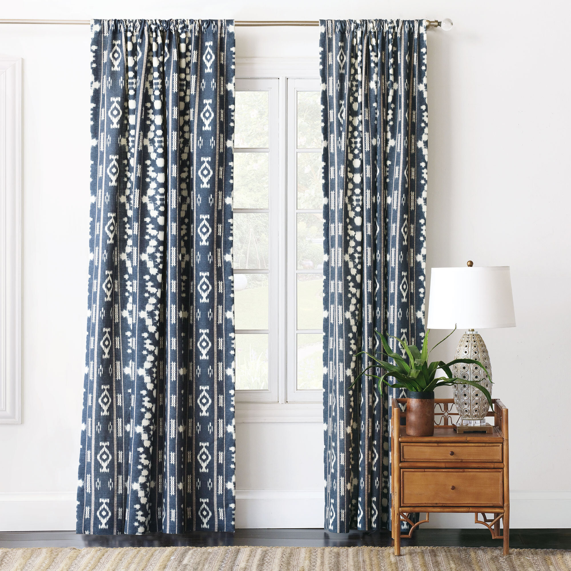 Eastern Accents Saya Viscose Ikat Room Darkening Rod Pocket Single ...