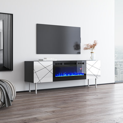 London TV Stand for TVs up to 70" with Electric Fireplace Included