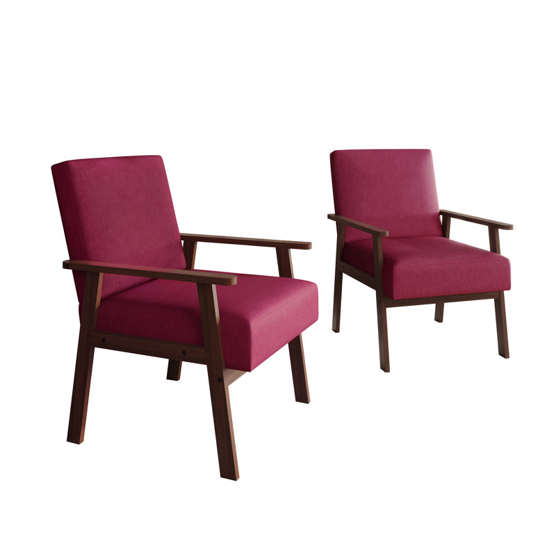 Ensemble de 2 chaises d'appoint en lin rose, Lin, Rose