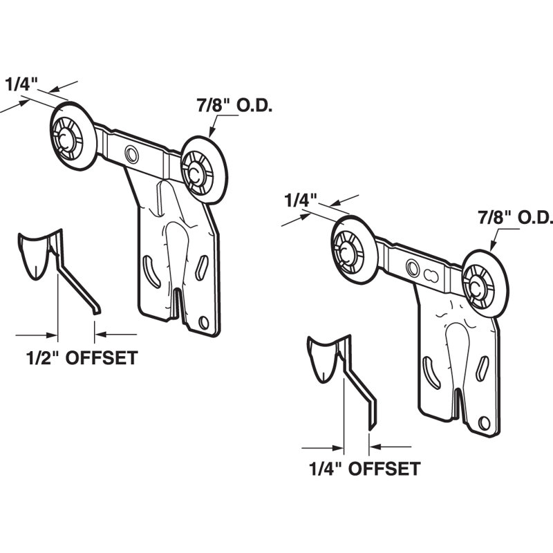 Steel and Plastic Sliding Closet Door Roller Kit, Set of 2