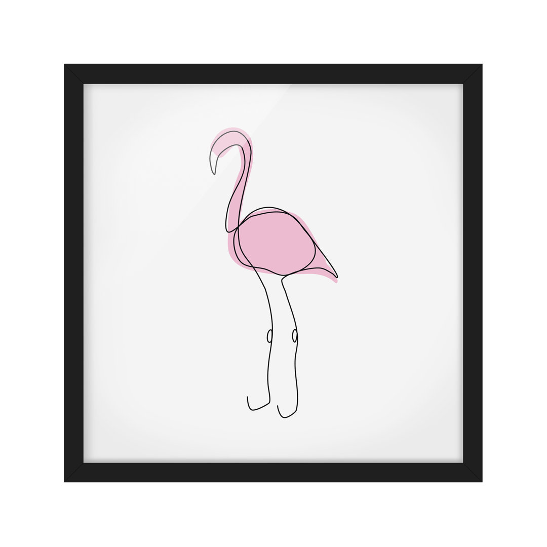 Gerahmtes Poster Flamingo Line Art