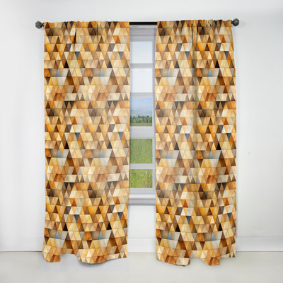 Beige And Brown Rustic Triangle Vision - Modern Curtain - Velvet Room Darkening - 1 Panel