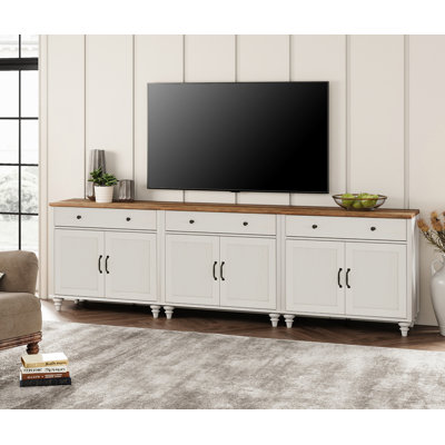 TV Stand With 3 Drawers And 6 Doors, 3-In-1 TV Console Table For 75/80/85/90 Inch TV, Entertainment Center For 100 Inch TV, White