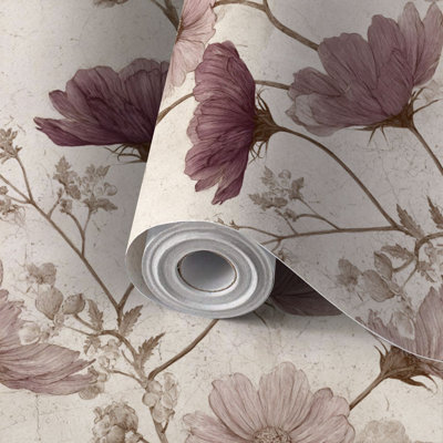 Papier auto-adhésif à peler et coller avec vigne florale rétro botanique auto-adhésif et amovible 24 po x 118 po (60 x 300 cm)
