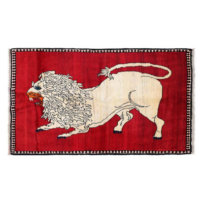 Décoration de lion persane faite à la main 3 pi 7 po x 6 pi 4 po Gabbeh
