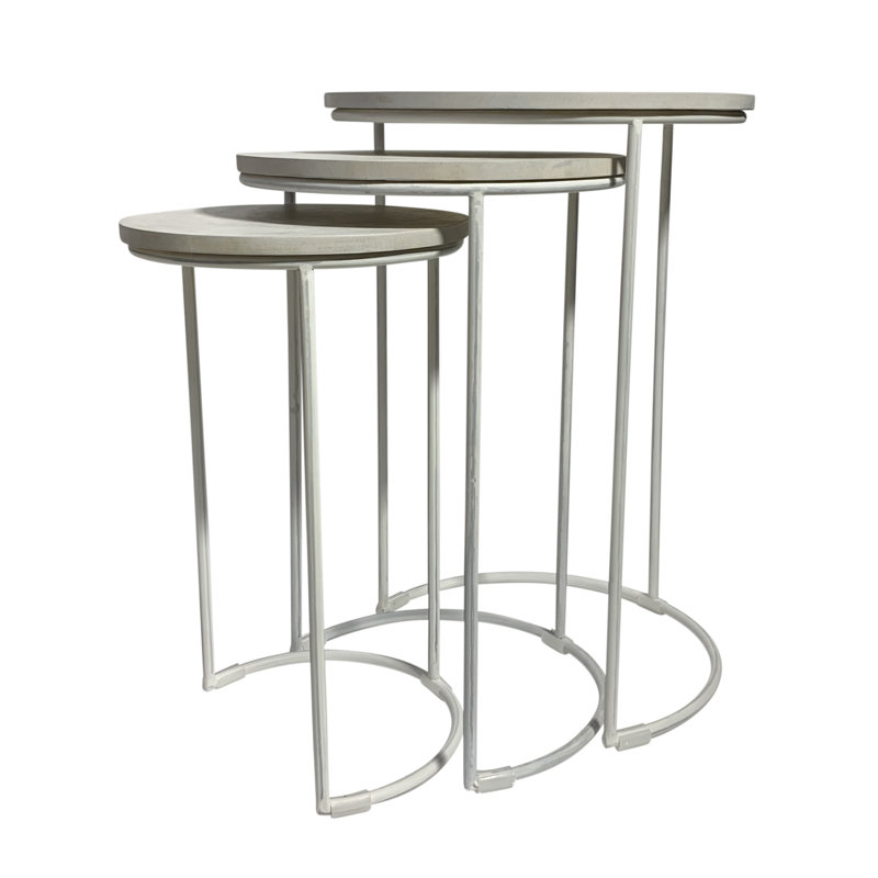 Ensemble de tables gigognes 3 pièces Modern Modern, Blanc, White