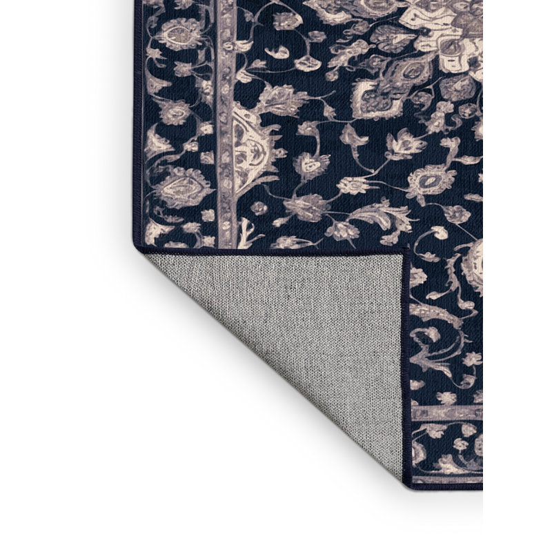 Tapis gris Tabriz lavable à la machine, Rond 7 pi