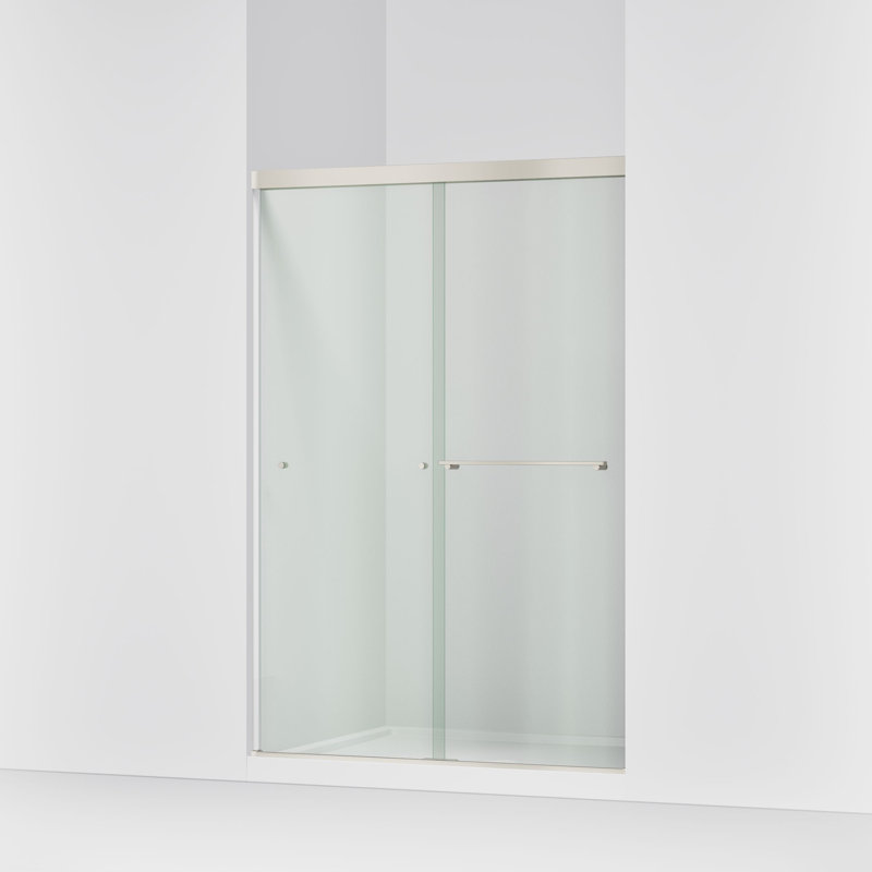 Revel Sliding Shower Door, 70-In H X 44-5/8 - 47-5/8-In W, With 1/4-In Thick Frosted Glass, Crystal Clear