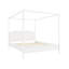 Structure de lit à baldaquin grand lit en bois massif avec tête de lit et pieds de support, 4 sommiers sans sommier, blanc crème-879413226-879413227