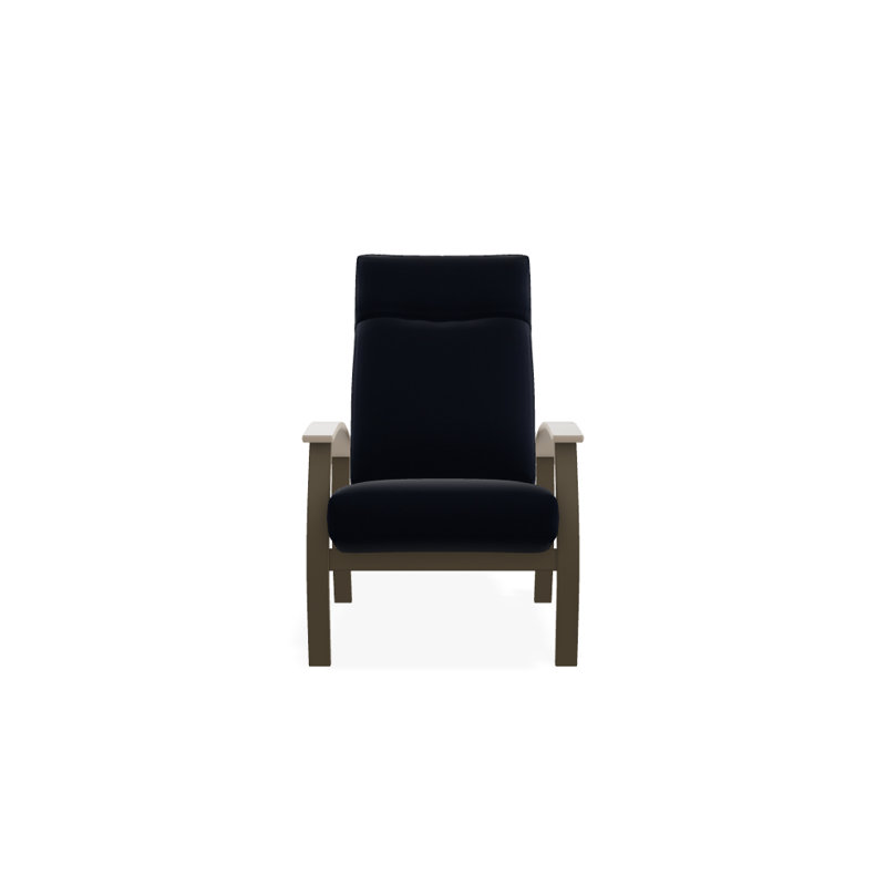 Chaise de patio inclinable avec coussins Askar, Bois de plage texturé, Mélange indigo, Désert P60