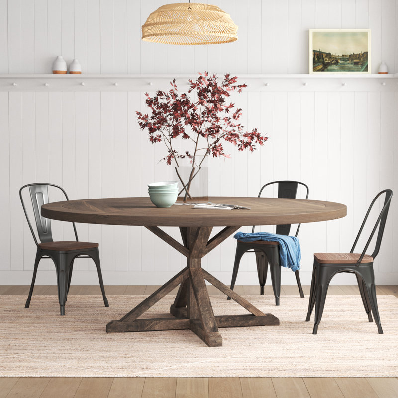 Table de salle à manger à piédestal Ashbaugh, L 72 po x l 72 po, Brun