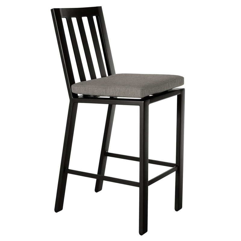 Aris Outdoor Bar Stool, Mainstreet Latte, Carbon Black, 27.75"