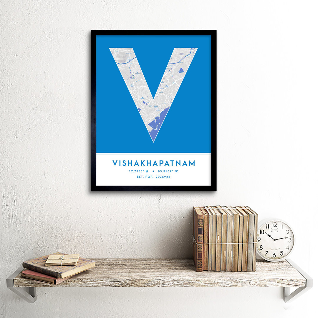 Vishakhapatnam City Map Vishakhapatnam Blue - Single Picture Frame Typography