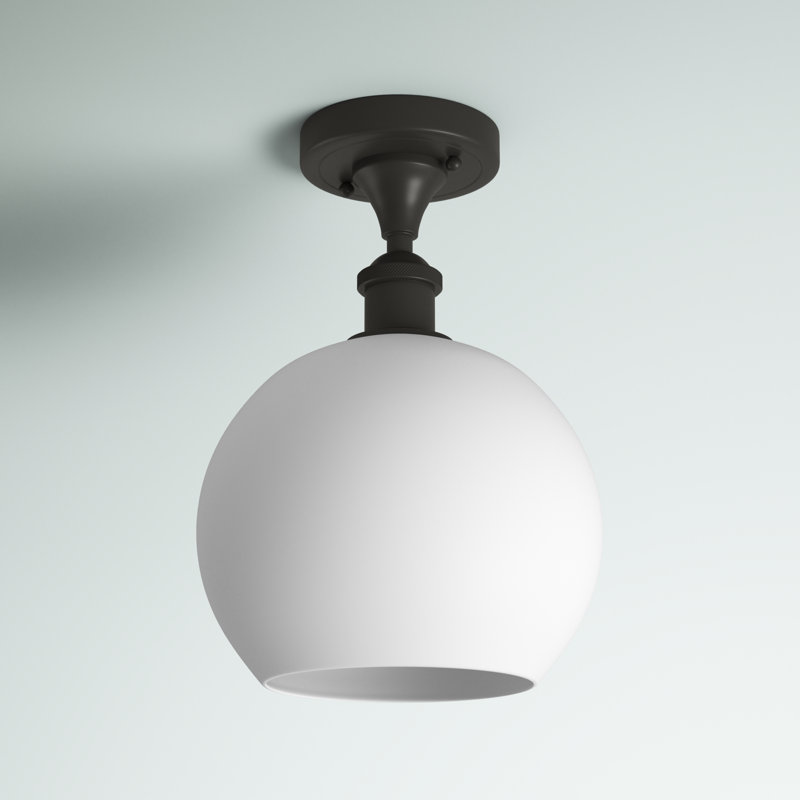 Plafonnier semi-encastré 8 lumières Baptista, Bronze huilé, Blanc mat, 12'' H X 8'' W X 8'' D
