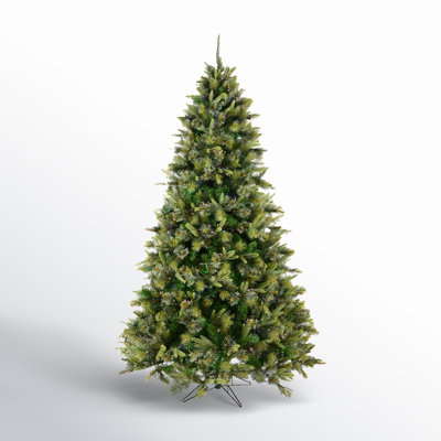 Green Pine Flocked Pre-Lit Pine Christmas Tree