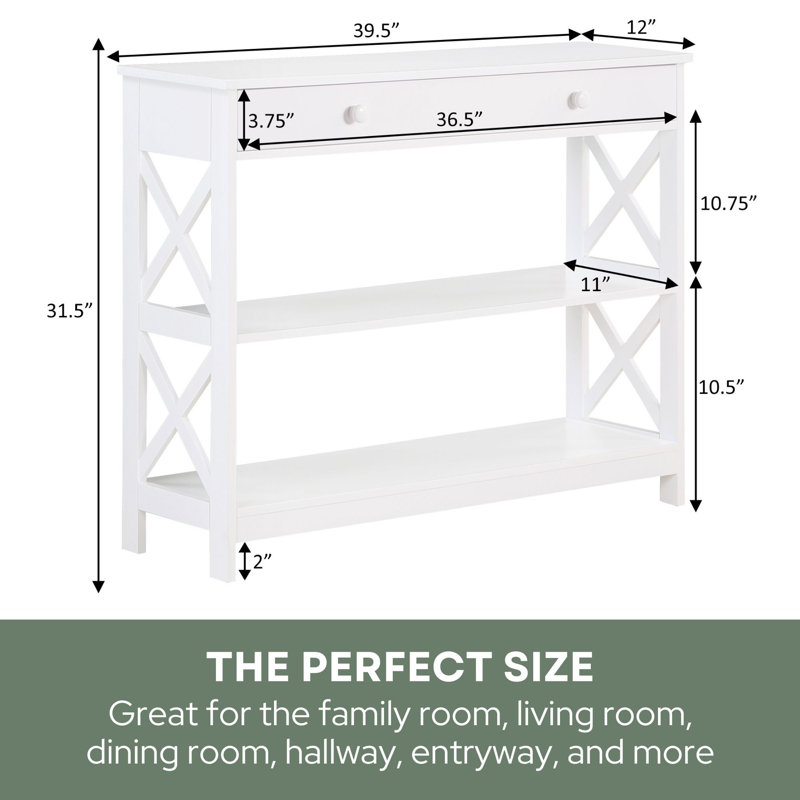 Aafko 39.5" Console Table, 31.5" H x 39.5" W x 12" D, White