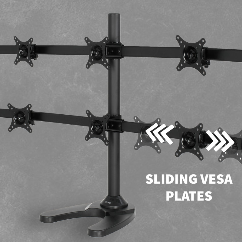 VIVO Hex Black Steel and Aluminum Adjustable 6-Screen Monitor Stand