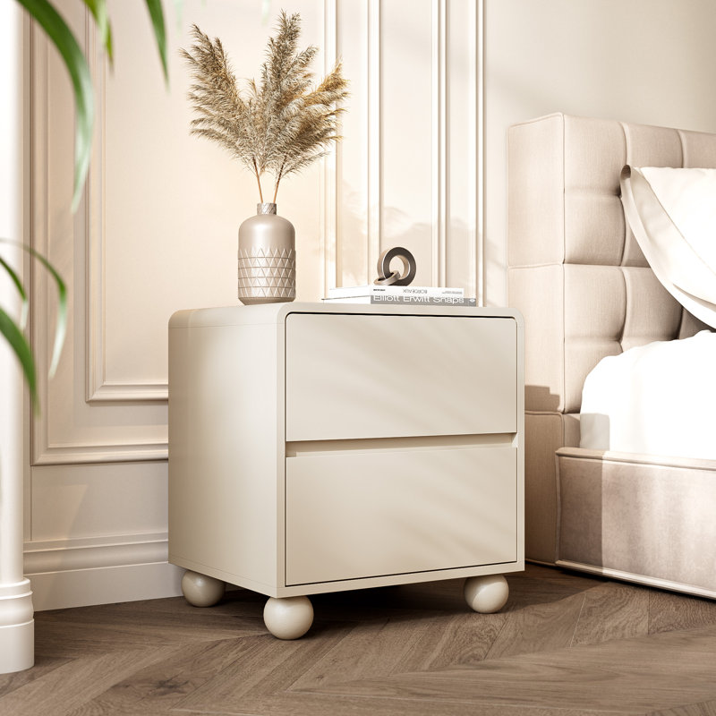 2-Drawer Nightstand, Set Of 2, Beige