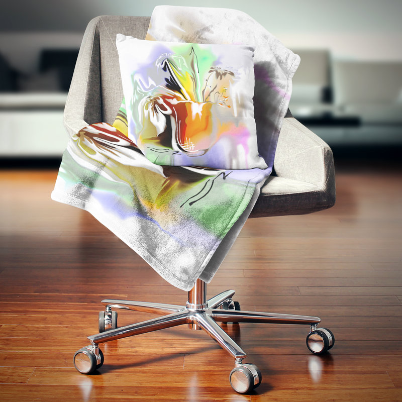 Bouquet of Abstract Flowers - Floral Printed Pillow, 18" x 18", Throw Pillow