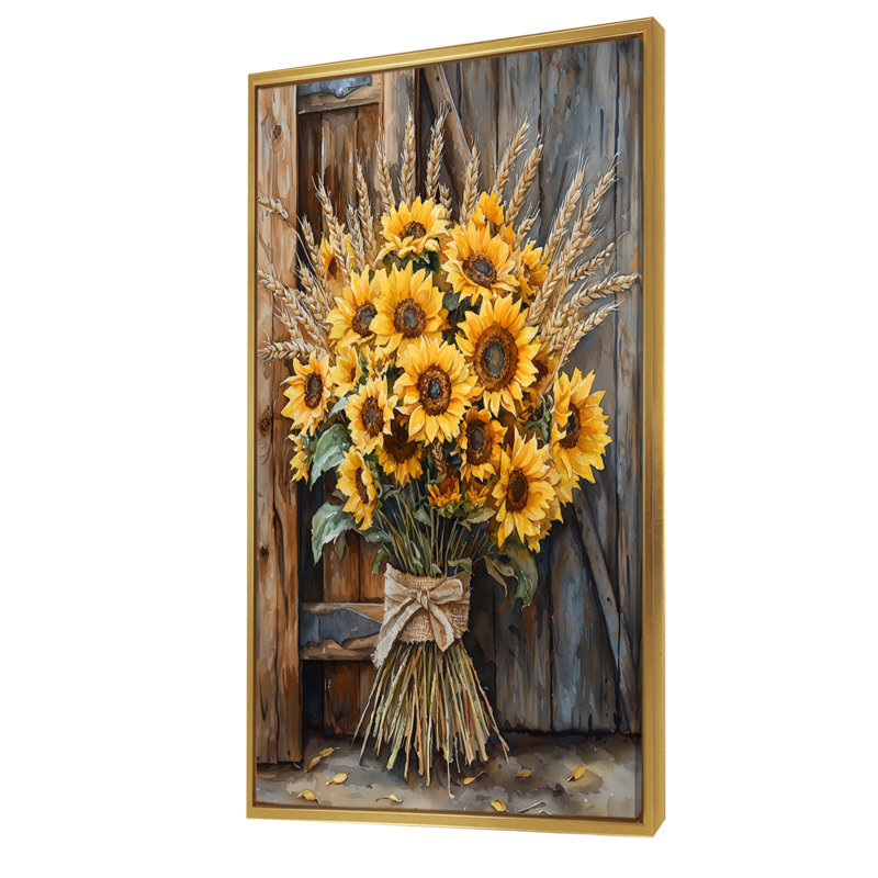Stites - impressions sur toile florales, H 60 po x l 28 po, Impression encadrée flottante, Doré