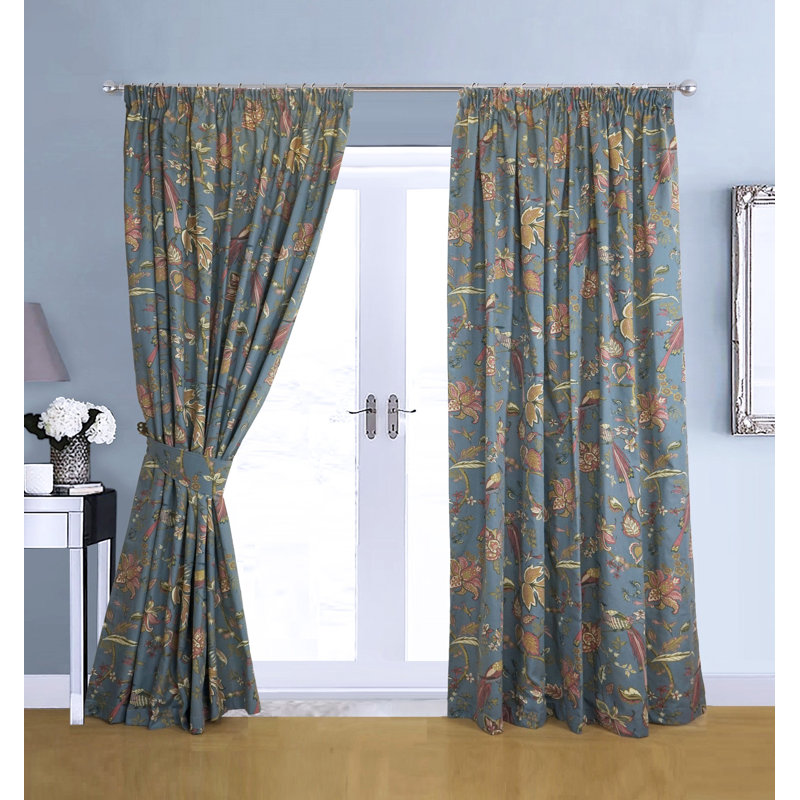 Powis Pencil Pleat Room Darkening Curtain, 114cm Width x 183cm Drop, Duck Egg