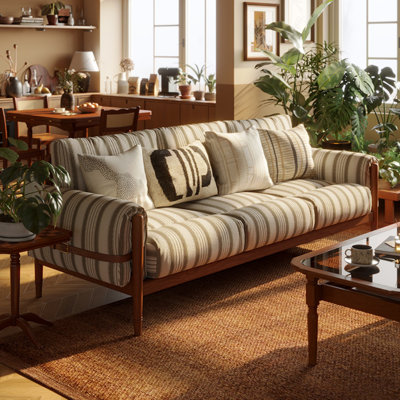 French-style Vintage Solid Wood Three-seater Sofa