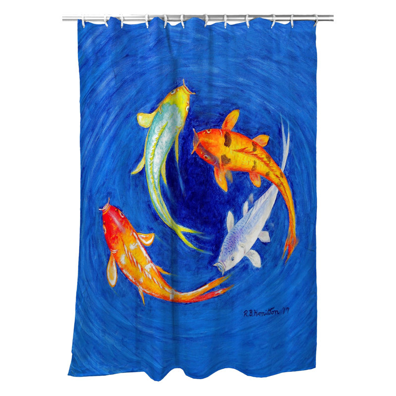 Rideau de douche simple à tourbillon koi