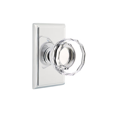 Ensemble de boutons d'intimité Emtek avec rosette rectangulaire et bouton en verre Lowell