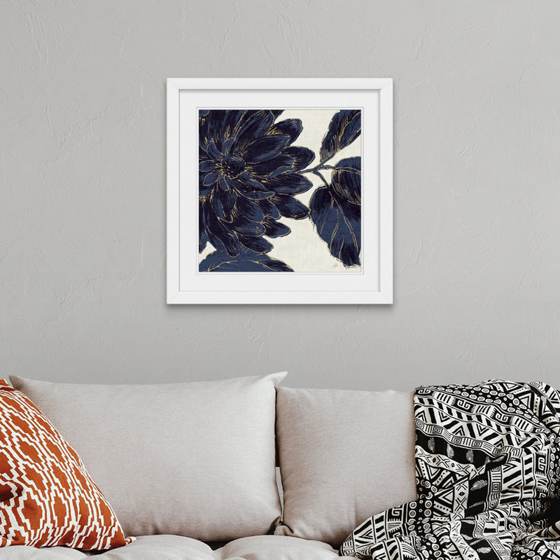 «Indigo Garden I», reproduction d'impression, H 28 x l 28 po x P 1 po, Cadre blanc