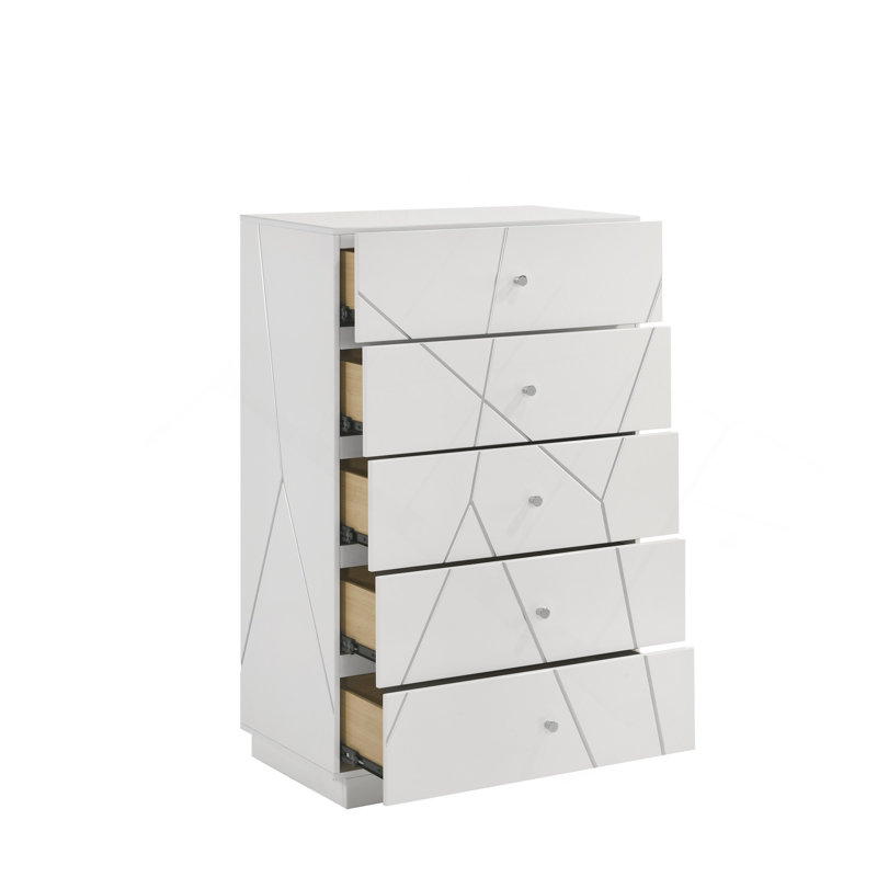 Sophisticated Chest With Geometric Design And Spacious Drawers For Efficient Storage