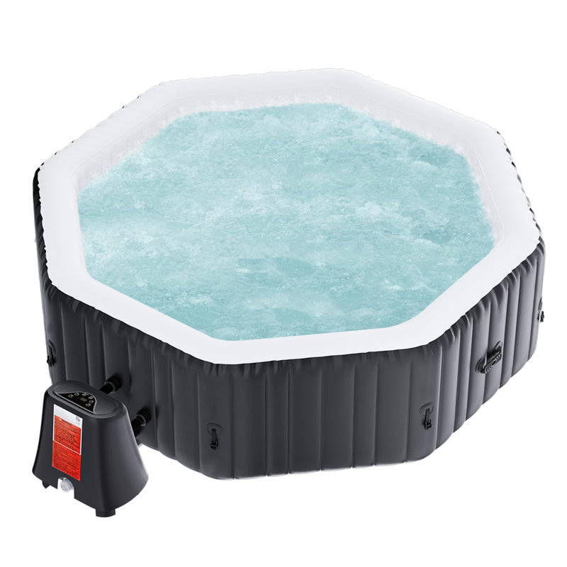 Inflatable Hot Tub, 4-6 Person Large Square Portable Hot Tub, Leak-proof Pvc Spa With 130 Air Jets