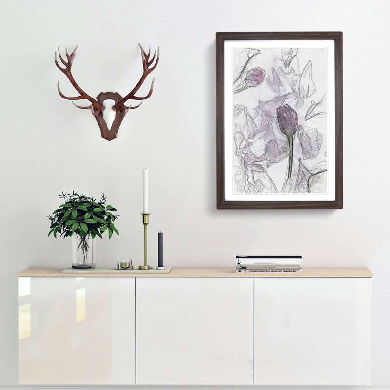 Fallen Pink Petals - Picture Frame Graphic Art Print, Walnut, 76cm H x 50cm W x 2cm D