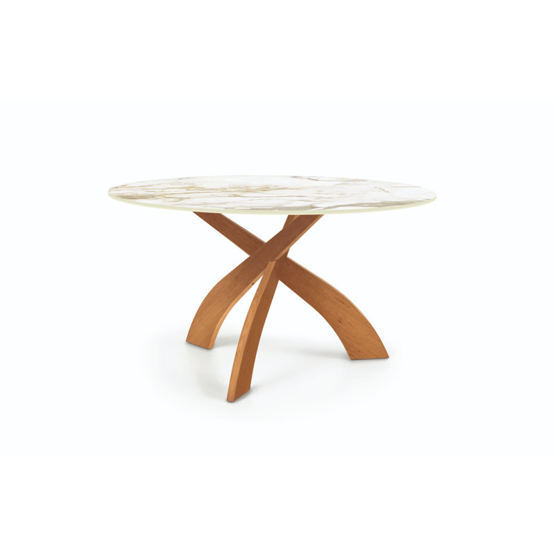 Entwine Round Dining Table, 30"H x 54"L x 54"W, Natural Cherry, White