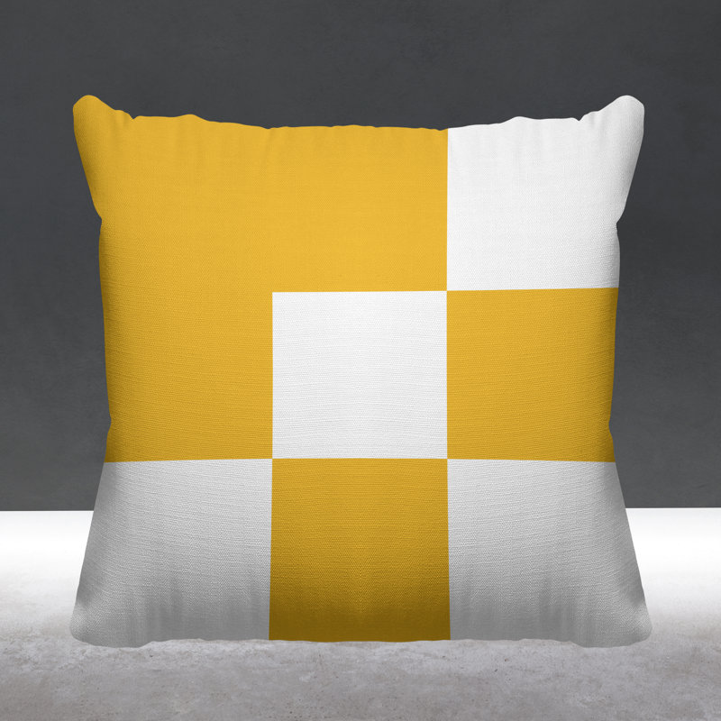 Coussin décoratif intérieur / extérieur Marcia, L 19 po x H 19 po, Jaune