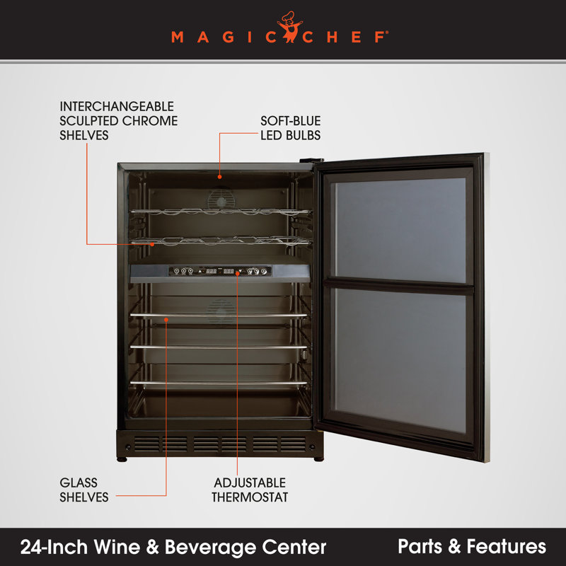 Magic Chef 24'' Stainless Steel Dual-Zone Wine and Beverage Cooler