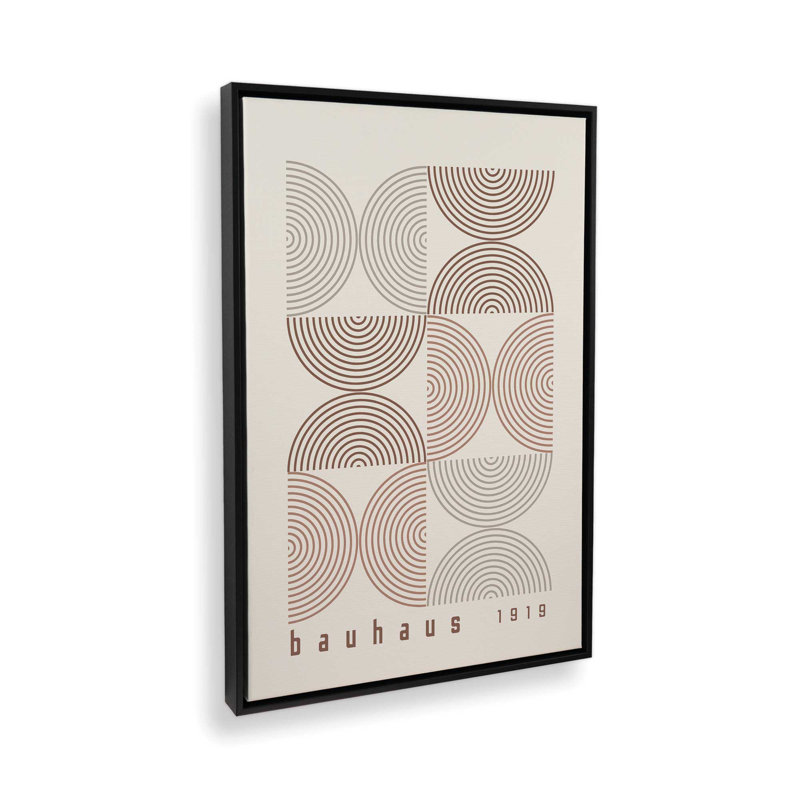 Affiche de composition Bauhaus, Beige/brun, Cadre flottant noir satiné, H 30,75 po x l 20,75 po