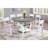 Classic 7Pc Counter Height Dining Set Antique White Gray Table W Lazy Susan Built-In Leaf 6X High Chairs Kitchen Dining Room Storage Space Furniture-1899456244-1899456242