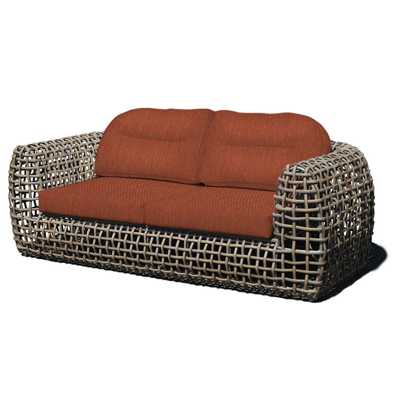 Dynasty Outdoor - Seat Patio Sofa, Kubu Mushroom, Canvas Brick Sunbrella® Canvas