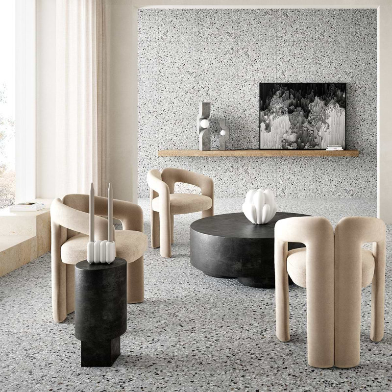 Kobe Flakes 24X24 Terrazzo Look Matte Porcelain Tile, Smoke Gray