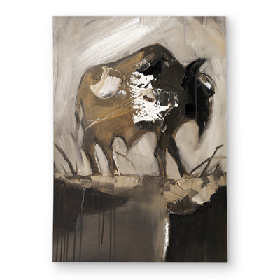 Abstract Buffalo - Cow Beige Outdoor Area Rug for Home Decor