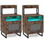 Table de chevet 2 pièces avec lumières DEL, table de bout moderne avec plateau supérieur, brun rustique à compartiment ouvert-509668248-509668326