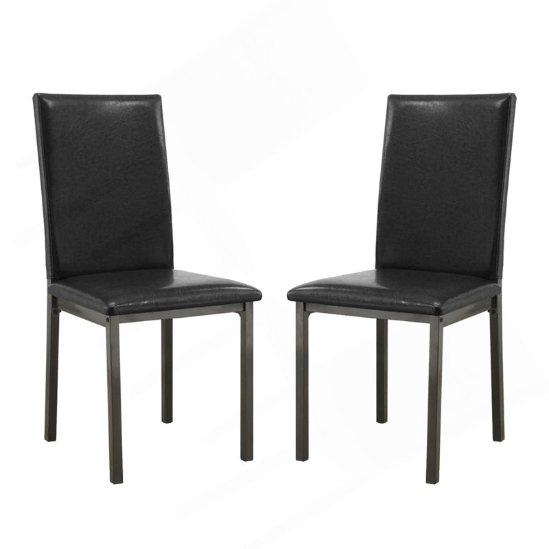 Ensemble de 2 chaises d'appoint rembourrées en similicuir noir