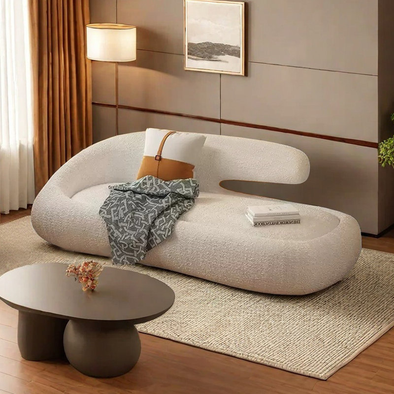 Chaises longues élégantes avec cadre en bois massif, Face à la gauche, Beige