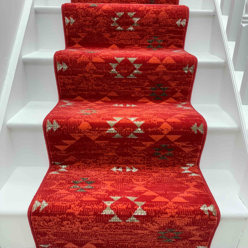Stair Runner Geometric Area Rug, Runner 60 x 480 cm