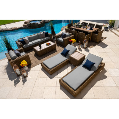 Malmo Collection In Gray 15 - Person Patio Conversation Set with Cushions